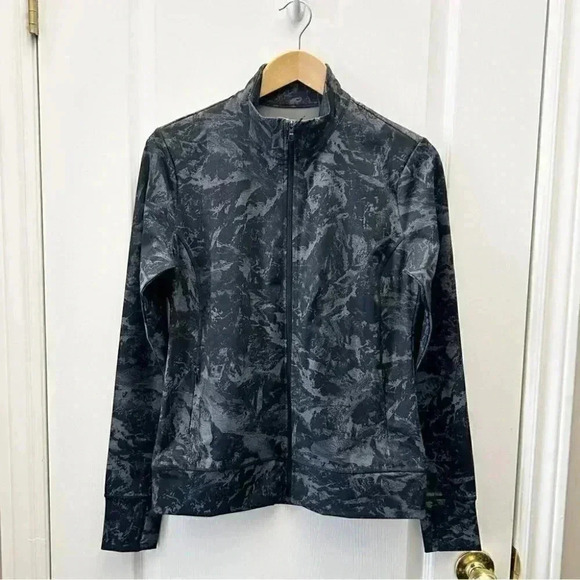 Lolë Active Yoga Workout Gym Zip Up Track Jacket Black Grey Size Small NWT - Picture 2 of 14